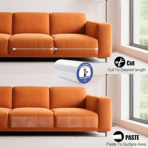 Extra Wide Cat Scratch Guard Tape, 200'' x 8.2'' Clear Anti Scratch Tape for Furniture, Single Sided Protective Film to Stop Cats & Dogs Scratching Sofa, Door, Walls, Car Interiors