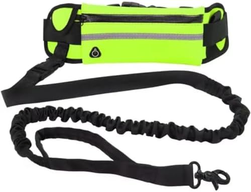 Hands Free Dog Running Leash with Waist Pack, Reflective Strip Elastic Shock Absorbing Walking Belt, Adjustable Waist Strap for Jogging Hiking Walking Medium Small Dogs (Blue)