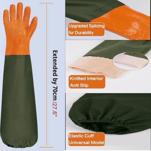 YOFANG 27.6" Extra Long Pet Grooming Bathing Gloves For Dogs & Cats