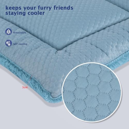 Dog Bed Mat, Crate Pad Reversible,Soft Kennel Pad, Washable Dog Crate Mat (Cool and Warm),Pet Sleeping Mattress for Small Medium Dogs XB009 (30''x20'',Blue)