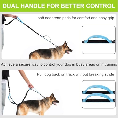 Hands Free Dog Leash, Waist Leash for Dog Walking, Running, Jogging (Blue)