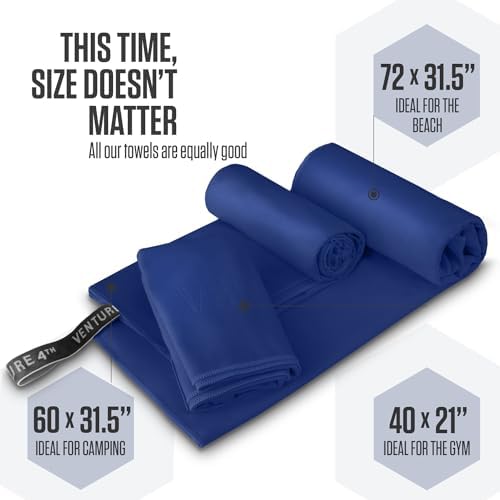 VENTURE 4TH Quick Dry Microfiber Towel for Camping & Gym - Navy Blue Medium