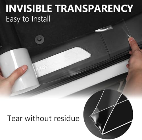 DGSL Car Door Edge Guards Door Sill Protector, 4In x 19.7Ft 5D Carbon Fiber Car Wrap Film, Vinyl Automotive Wrap Film Anti-Collision Fits for Most Car (Transparent)