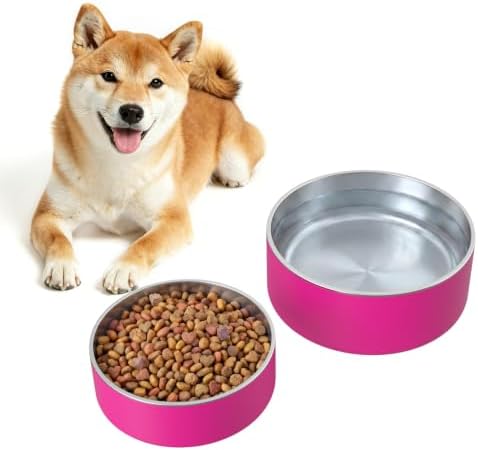 2 Pack Stainless Steel Dog Bowls,Outdoor Dog Water Bowl and Food Bowl,Pitaya