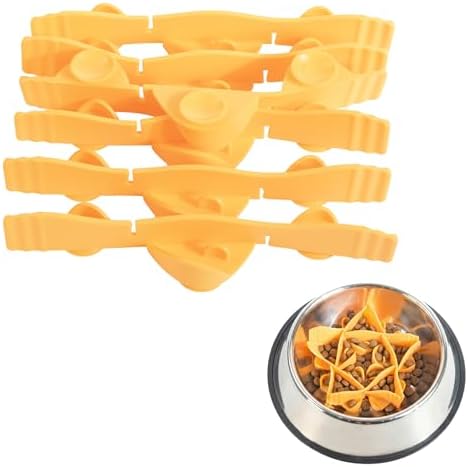 Silicone Dog Slow Feeder Bowl Insert with Suction Cups, Cuttable Food-Grade Lick Mat Divider Fits Stainless Steel Ceramic Glass Dog Bowls, Helps Slow Down Eating, Orange