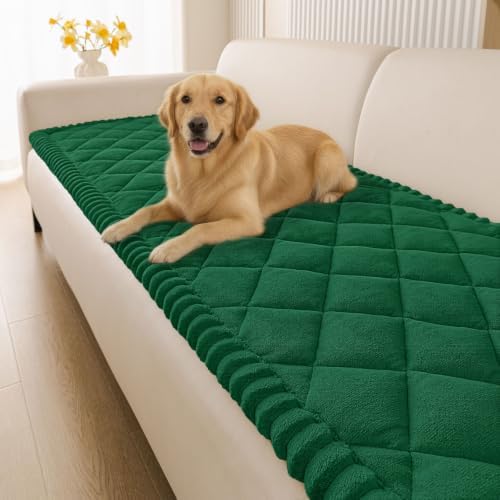Smiry Non Slip Couch Cover for Dogs, Fuzzy Plush Pet Sofa Protector