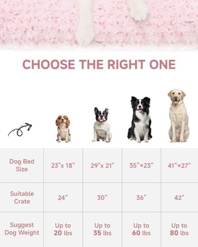 KSIIA Washable Dog Beds Large Sized Dog Crate Bed Plush Mat 41"x27" Pink