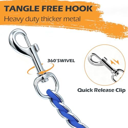 Chain Dog Leash, Bite-Proof Metal Leash, with Padded Handle