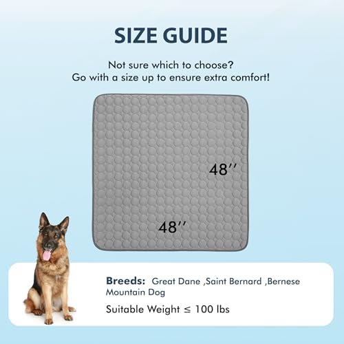 MICROCOSMOS Summer Cooling Mat & Sleeping Pad- Water Absorption Top, Materials Safe, Easy Carry, EZ Clean. Keep Cooling for Pets, Kids and Adults.(Drak Grey, 48" x48")