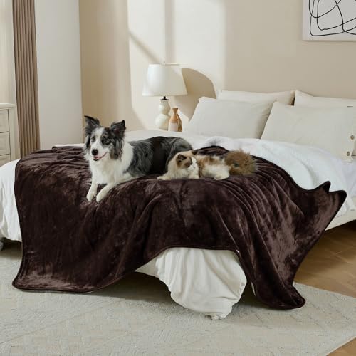 Soft Waterproof Blanket for Bed Couch Sofa, Brown, 60x80 inches