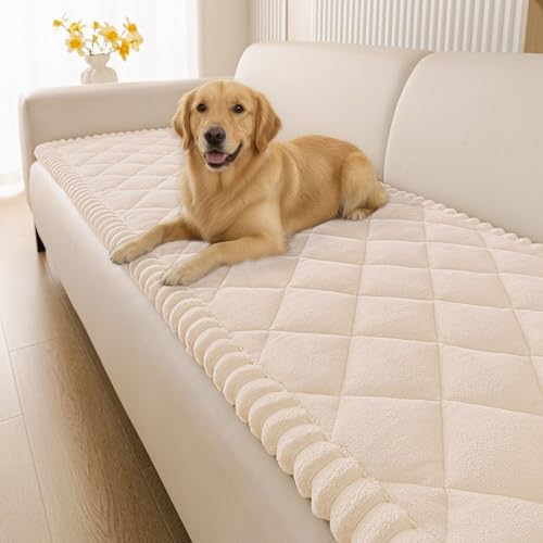 Smiry Non Slip Couch Cover for Dogs, Fuzzy Plush Pet Sofa Protector