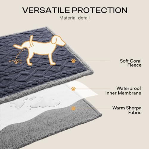 Luciphia Waterproof Dog Blanket, Reversible Sherpa Fleece for Couch Cover