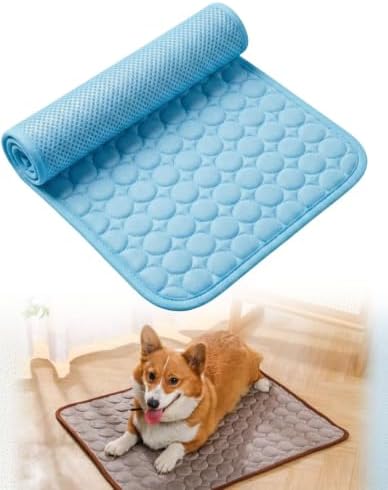 paw Labs Cooling mat for Cats and Dogs, Self-Cooling Pet Pad, Washable Portable Foldable Ice Silk Mat, Extra Large Cooling Cushion for Pets (Blue, XS（15.75 * 11.81） inch)
