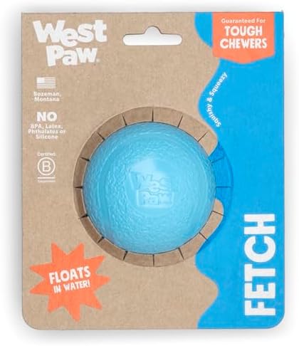 WEST PAW Boundr Ball Dog Fetch Toy – Bouncing Toys for Dogs, Fetch, Catch, Chewing, Play – Floatable, Recyclable Balls – Small Aqua Blue/Dandelion Yellow 2-Pack