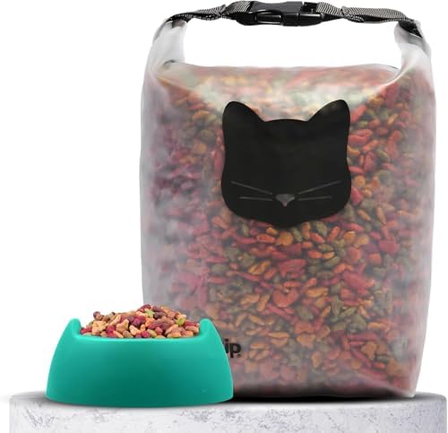 (re) zip Cat Food Storage Bag & Kibble Carrier, 14-Cup Roll Top, Black