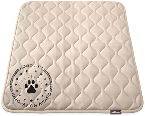 Paw Inspired Washable Padded Crate Mats for Dogs, Beige, 41x28 Inch