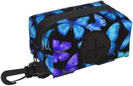 Pet Waste Bag Carrier Blue Butterflies, Durable Dog Poop Bag Holder for Leash and Collar