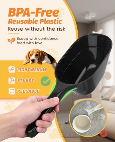 2 PACK Dog Food Scoop,1 Cup Capacity Pet Food Scoop For Dog and Cat (Black)