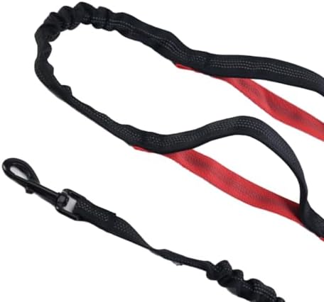 Hands Free Dog Leash with Shock Absorbing Bungee for Running (Red)