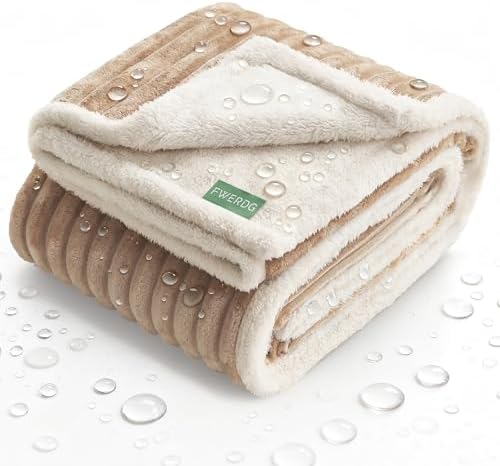 Waterproof Dog Blanket for Couch - Washable Medium Pet Blanket for Furniture Protector, Cozy Fleece Calming Dog Crate Blankets for Indoors & Outdoors, Linen, 30"x40"