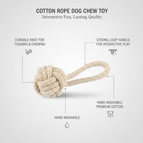 Natural Cotton Rope Dog Chew Toy for Tug of War and Interactive Play Durable Braided Knot Design