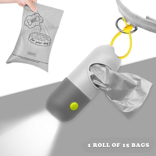 YUCHIYA Dog Poop Bag Holder Dispenser with LED Flashlight(Light Grey)