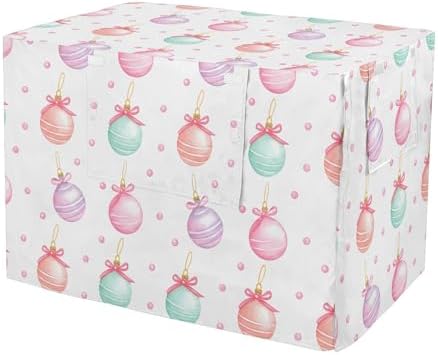 Kigai Christmas Balls Dog Crate Cover Oxford Fabric Windproof Waterproof Kennel Cover with Breathable Mesh & Roll-Up Panels, Fit for 41 in Cage, Washable