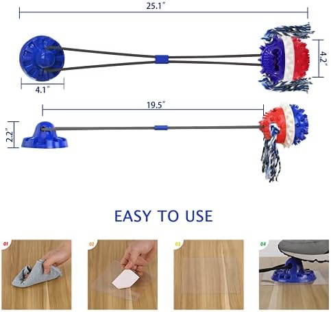 Askhald Aggressive Chewer Dog Toys - Rope Toys with Suction Cup, Teething Treats & Puzzle Food Dispensing Ball (Navy Blue)