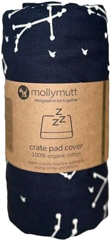 Molly Mutt Dog Crate Pad Cover, 100% Cotton Canvas Cover for Dog or Puppy Crate Bed, Durable, Washable, and Free of Harmful Chemicals, Pre-Shrunk, 36"x24"x2.5", Rocketman