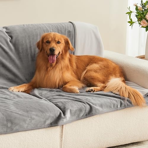 Waterproof Blanket Bed Cover 80"x90" for Adults or Pets, Grey