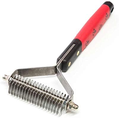 RYAN'S PET SUPPLIES Paw Brothers 20 Blade Medium Double WideDematting Undercoat Rake for Dogs and Cats, Professional Grade, Dog Shedding Brush, Stainless Steel Blades, Rounded Gentle Teeth