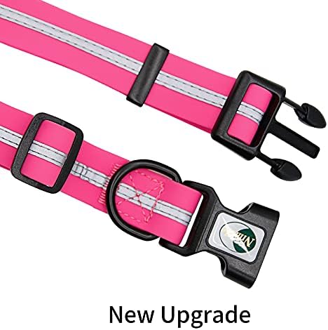 Nimble Reflective Waterproof Dog Collar Adjustable Odor Resistant Easy Clean Pet Collar for Small Medium Large Dogs Night Walking Outdoor Rainy Use (Medium (11.81”-18.5”inches), Pink)
