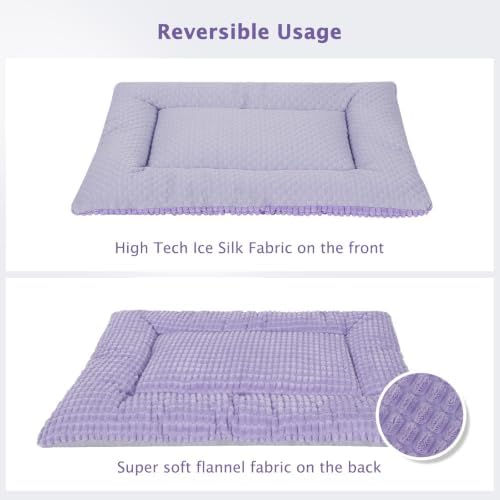 Dog Bed Mat, Crate Pad Reversible,Soft Kennel Washable Crate Mat (Cool and Warm),Pet Sleeping Mattress for Small Medium Dogs XB009 (36''x23'',Corn Velvet Purple)
