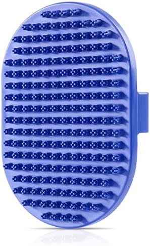 Dog bath brush, ROPO rubber massage dog shampoo brush, used for pet grooming, removing shedding fur, combing tangles and dead fur, suitable for pet dogs and cats (blue)