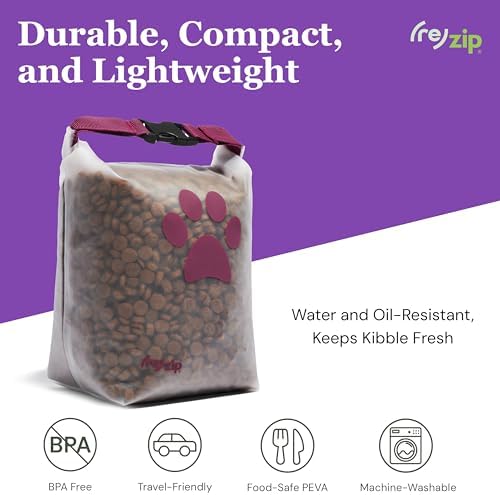 (re)zip Large Pet Food Storage Bag & Kibble Carrier, 40-Cup Roll Top, Black