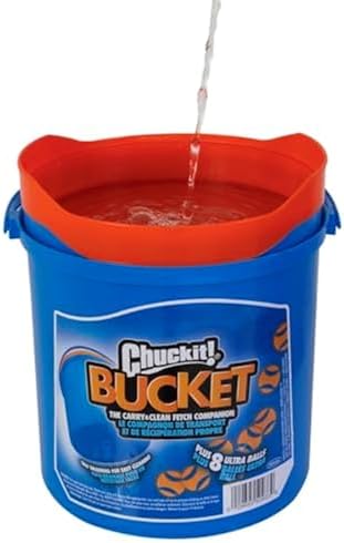 Chuckit! Ultra Ball Dog Toy with Cleaning Bucket, Medium 2.5-in, 8-Pack