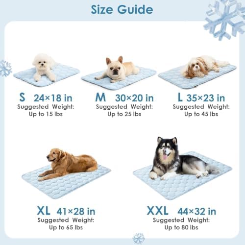 Dog Cooling Mat for Large Dogs,Washable Self Cooling Pet Pad with Non Slip Bottom,Portable Ice Silk Cooling Bed for Medium Large Dogs,Foldable Cooling Blanket for Indoor Outdoor Crate Use(Blue,M）