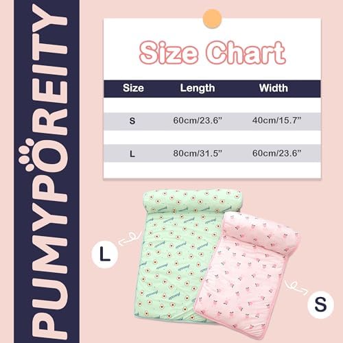 PUMYPOREITY Cooling Dog Bed, Pet Cooling Mat with Pillow, Ice Silk Cooling Dog Blanket, Self Cooling Pad for Cat,Dog, Washable Summer Pet Mat for Kennel, Crates, Sofa, Floor, Pink, S