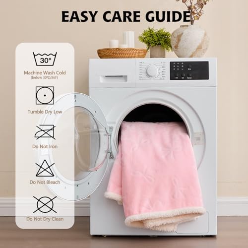 Qeils Pet Blankets for Cats - Waterproof Cat Blanket Washable - Sherpa Fleece Puppy Blanket, Soft Plush Reversible Throw Protector for Bed Couch Car Sofa, 25"X30", Pink Bows