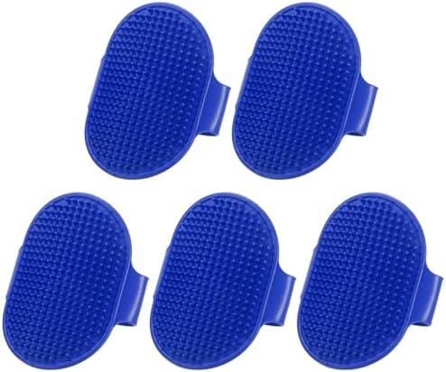 Dog Bath Brush, Silicone Pet Shampoo Brush with Adjustable Ring Handle Massage Scrubber Comb(5Pcs, Dark Blue), for Long Short Hair Dogs and Cats Bathing Cleaning Shampooing