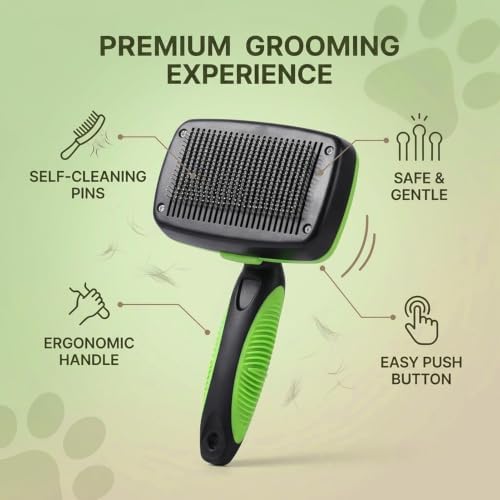 HEEPDD Self Cleaning Slicker Brush, One Button Clean, Rounded Pins