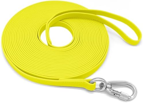 ZALER Long Dog Leash Waterproof Training Leashes 50ft 30ft 20ft 15ft 10ft 6ft, Odor Proof Recall Long Line Lead with Aviation Aluminum Carabiner Clip for Small, Medium, Large Dogs (20FT, Yellow)