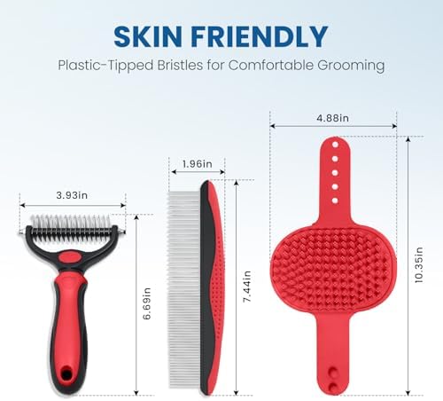 Dog Brush for Shedding, Metal Comb and Dog Bath Brush