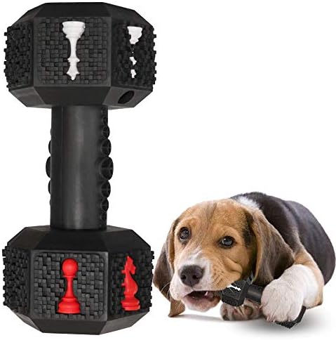 Dog Chew Toys for Aggressive Chewers Indestructible Dog Toys Tough Natural Rubber Dumbbell Toy for Small Medium Large Dogs Large Black