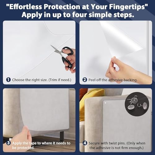 Anti Cat Scratch Furniture Protector, Transparent Self-Adhesive Couch Furniture Protectors from Cats Scratching Claws, Cat Scratch Couch Protector (17.5"X17.5")