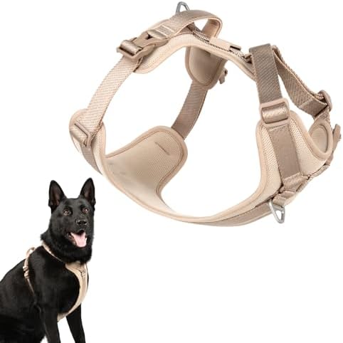 All-Weather No Pull Dog Harness Reflective Vest Harness QR Code Anti-Lost Adjustable Quick-Release Buckle Soft Padded Breathable Harness for Medium Large Dogs (Super Reflect-Earth, XL)