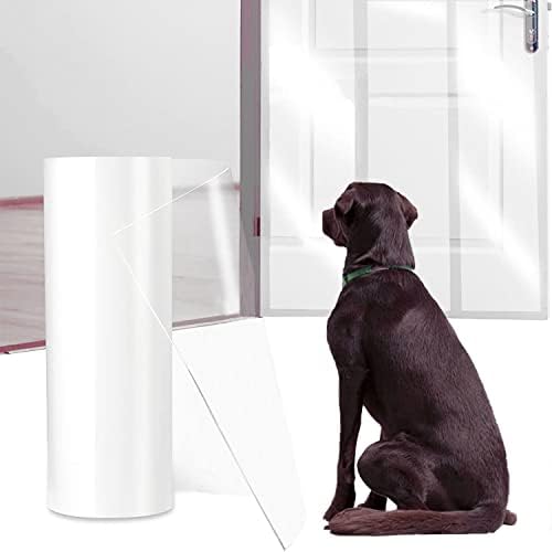 Door Protector from Dog Scratching 200" x 8.2" Cat Scratch Door Frame Single Sided Adhesive Protector Anti Dog Scratch Door Guard for Dogs Clear CHUANGSEED