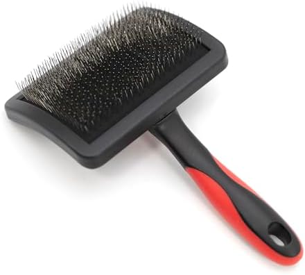 Jeffers Pet Hard Pin Universal Slicker Brush for Dogs, Cats, Horses – Firm Bristles Grooming Tool, Detangling, Tangle Free Coat, Mats, Shedding, Curved Head, Travel Friendly, Easy Storage - Large