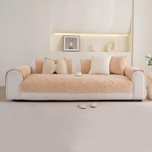 Couch Covers for Sofa, Flower Couch Cover for Dogs, Bohemia Sofa Covers Washable, Anti Slip Furniture Protector Covers for Armrest(1pc, Khaki, 27.6"x 27.6")