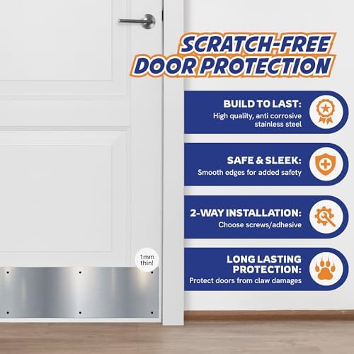 Panther Armor 8x30 in Silver Door Kick Plate, Dog Scratch Door Protector